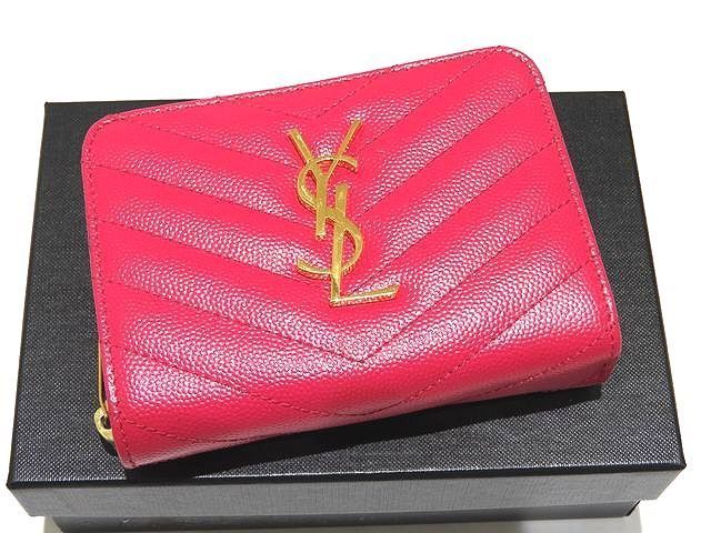 YSL ピンクレザー 二つ折り財布 YSL ピンク レザー 二つ折り財布 SAINT