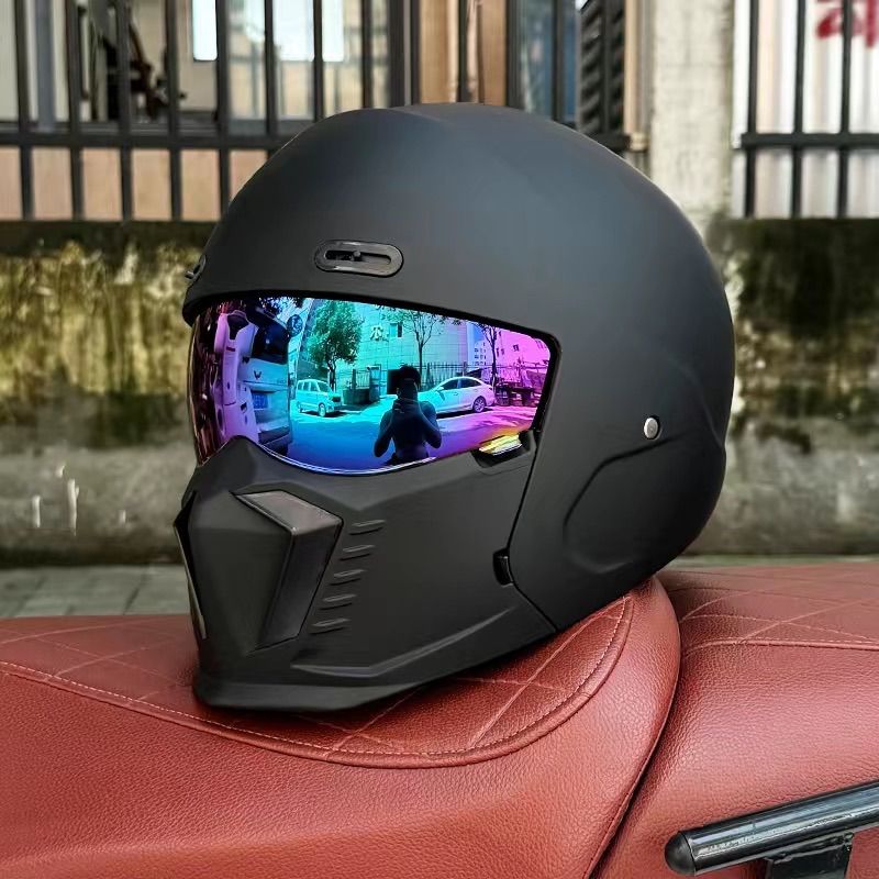 ORZ 多機能ヘルメット レトロオートバイ ヘルメット軽量 フル