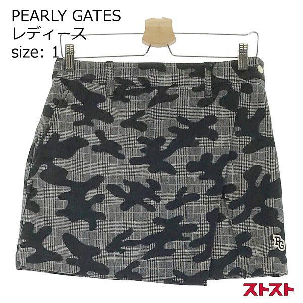 PEARLY GATES パーリーゲイツ 30周年 裏起毛 ストレッチスカート 迷彩 カモフラ チェック柄 グレー系 1 ［240001919404］#