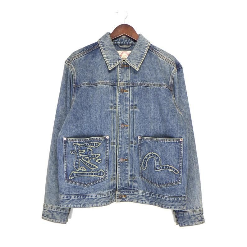 エヴィス EVISU × フラグスタッフ FLAGSTUFF TRACKER JACKET FS1863 バック ロゴ 浮世絵 刺繍 デニム トラッカー ジャケット 44003