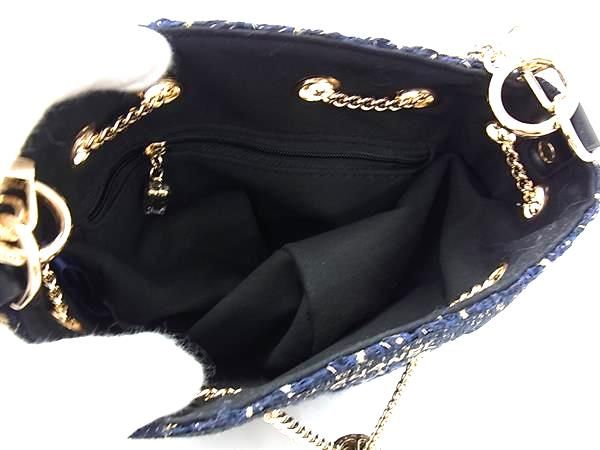 ■新品■未使用■ CHANEL シャネル ロゴ ポリエステル×メタルファイバー×レザー ショルダーバッグ ネイビー系×ゴールド系 FJ8232 □新品□未使用□ CHANEL シャネル ロゴ ポリエステル×メタル