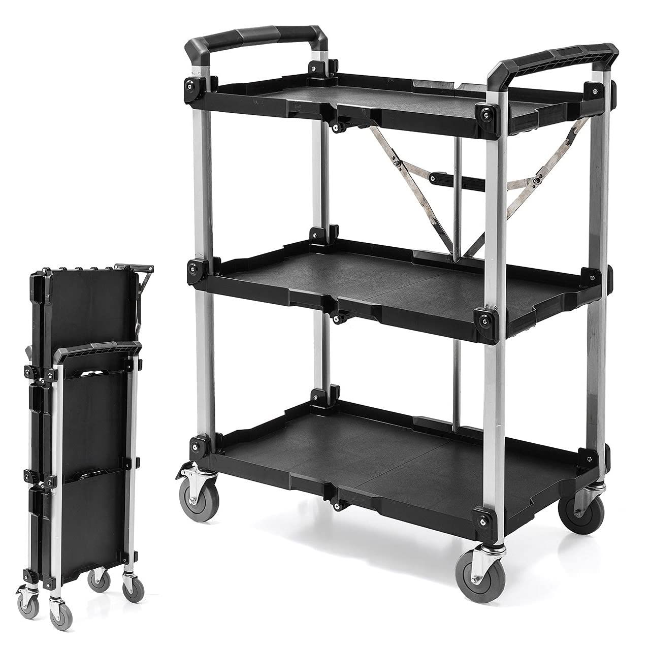 サンワダイレクト ツールワゴン キャスター付き 3段 折りたたみ 総耐荷重135kg 軽量 100-CART011