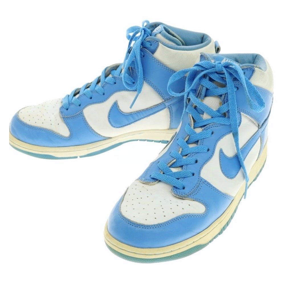 【中古】ナイキ NIKE DUNK HIGH  2004年製 ダンクハイ オールレザー スニーカー ホワイトxライトブルー【サイズ28cm】【メンズ】