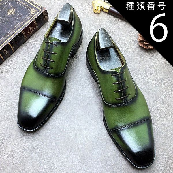 種類6：ブラック/26.0cm ビジネスシューズ メンズ 本革 ストレートチップ 内羽根 履きやすい シンプル かっこいい スーツスタイル グリーン ブラック ブラウン