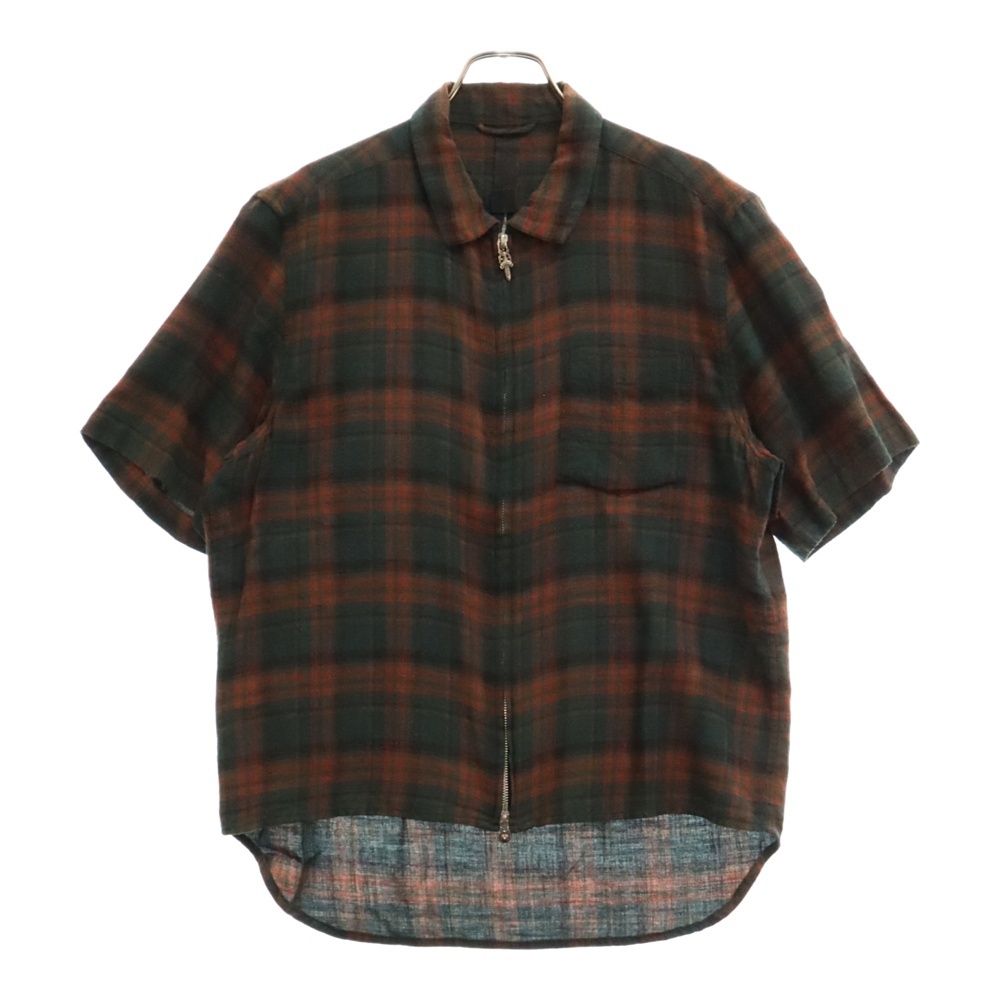 CHROME HEARTS (クロムハーツ) HEYWOOD SS ヘイウッドショートスリーブ ダガージップ半袖 チェックシャツ
