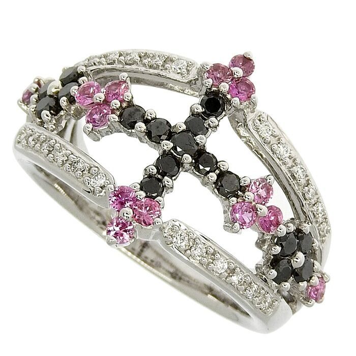 笠原真寿美)カラーサファイヤ＆ダイヤモンドクロスペンダントヘッド