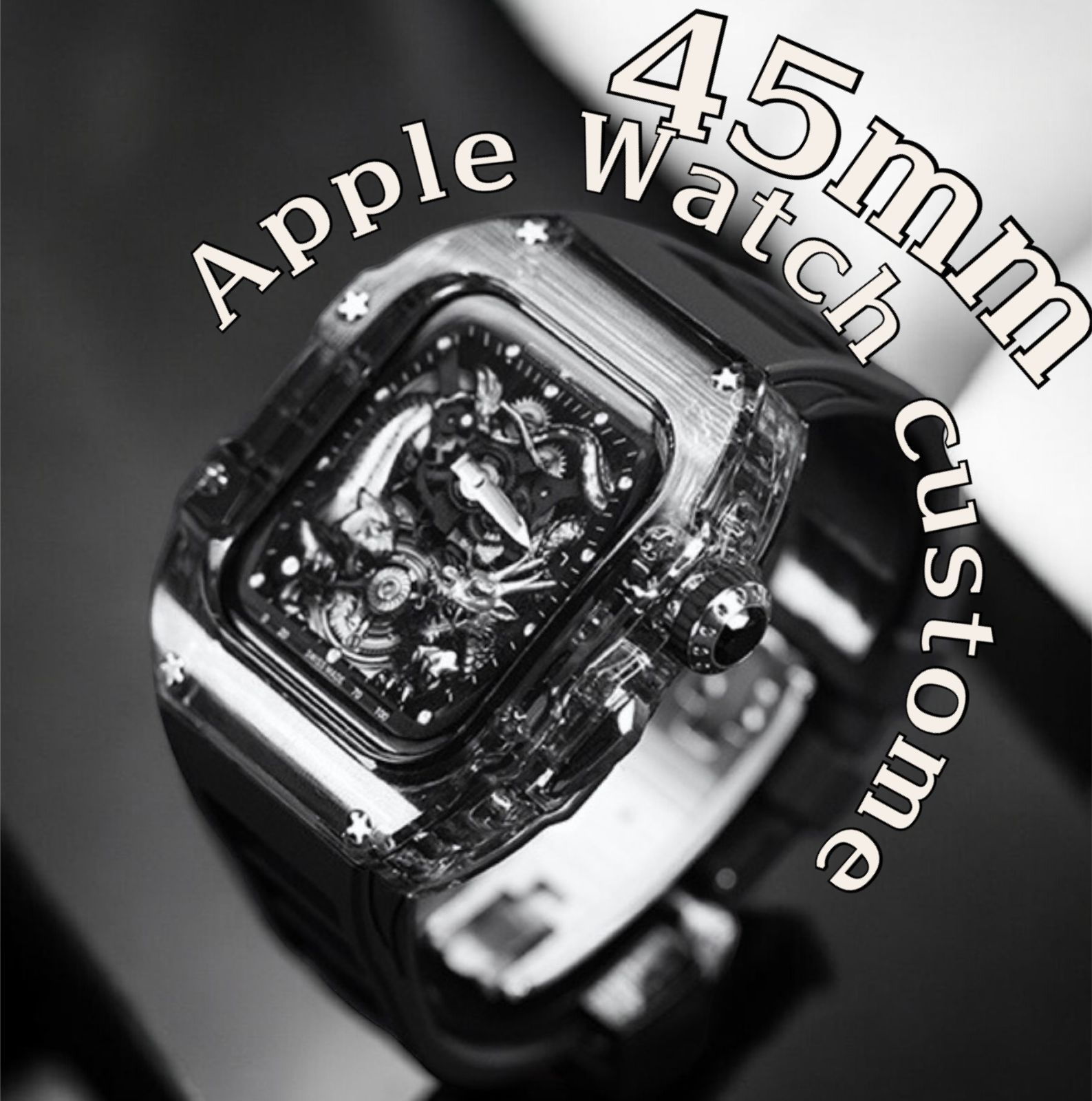 45mm 44mm対応 アップルウォッチバンド ラバーベルト - カバー Apple Watch ケース スポーツ用68