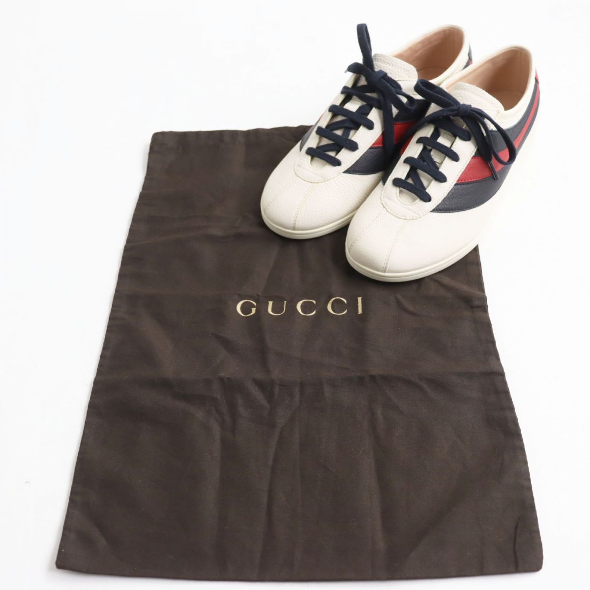 未使用品○GUCCI グッチ 483266 BEE刺繍入り ウェブライン レザー