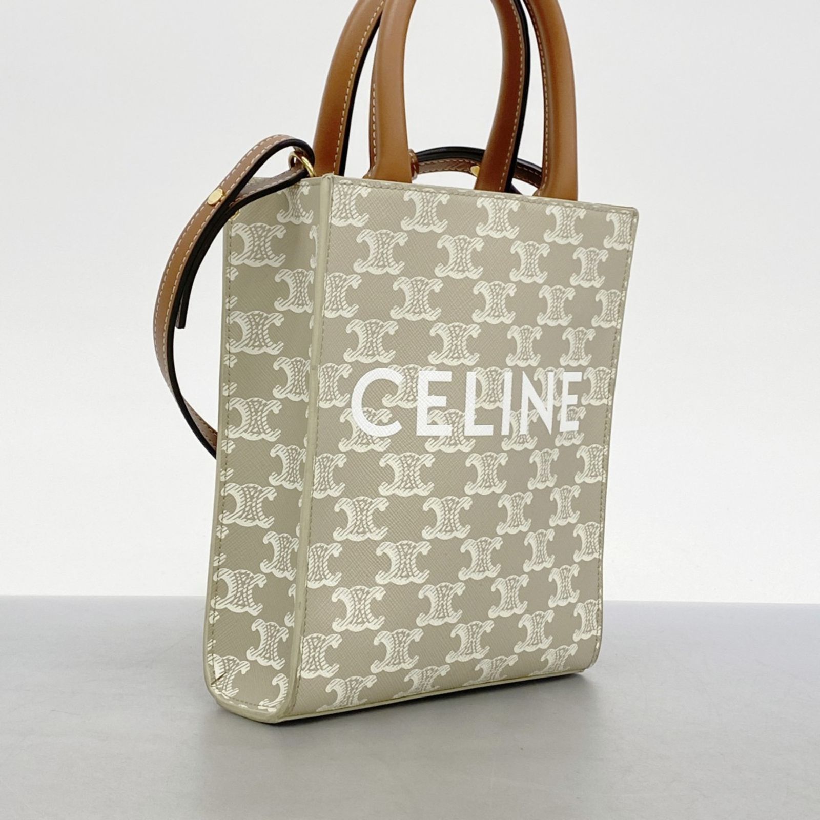 美品　CELINE トートバッグ ベージュ/ブラウン 楽天市場】【送料無料】 セリーヌ トートバッグ ブラウン