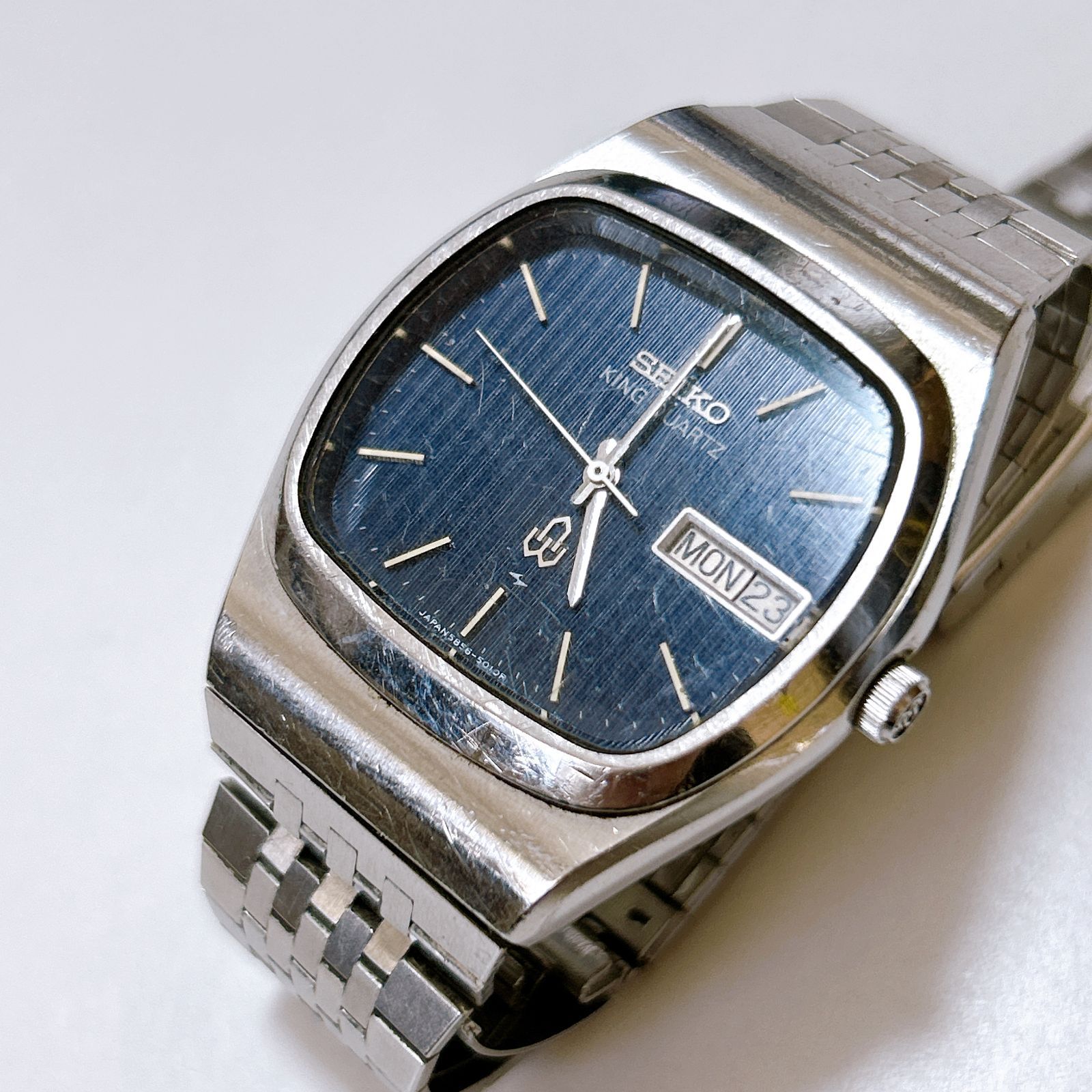 セイコー SEIKO スクエア キング クオーツ 5856-5010 青文字盤 動作