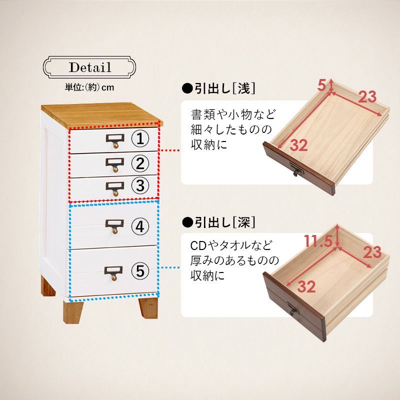 スリムチェスト 5段 ウッドプロダクツ 幅28cm 桐 収納 タンス