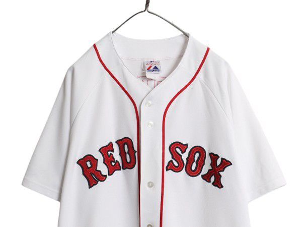 USA製 レッドソックス ベースボール シャツ メンズ XL 程/ MLB オフィシャル マジェスティック 大リーグ ユニフォーム ゲームシャツ 重ね着 お得なクーポン配布中!】 USA製 レッドソックス ベースボール