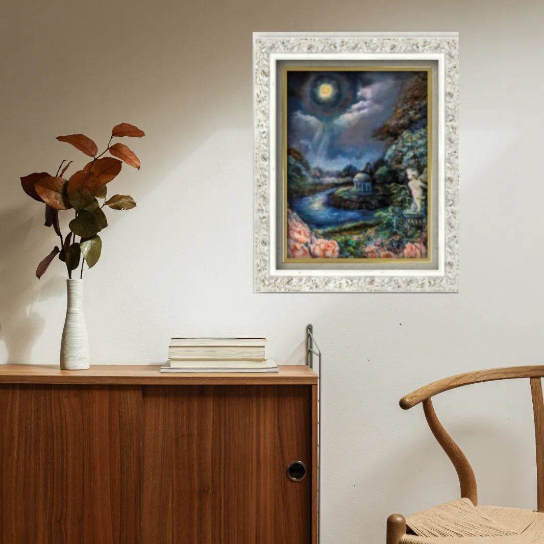 風景画「moonlight」painterTMK本人出品　油絵　月光　一点もの 風景画「moonlight」painterTMK本人出品 油絵 月光 一点もの