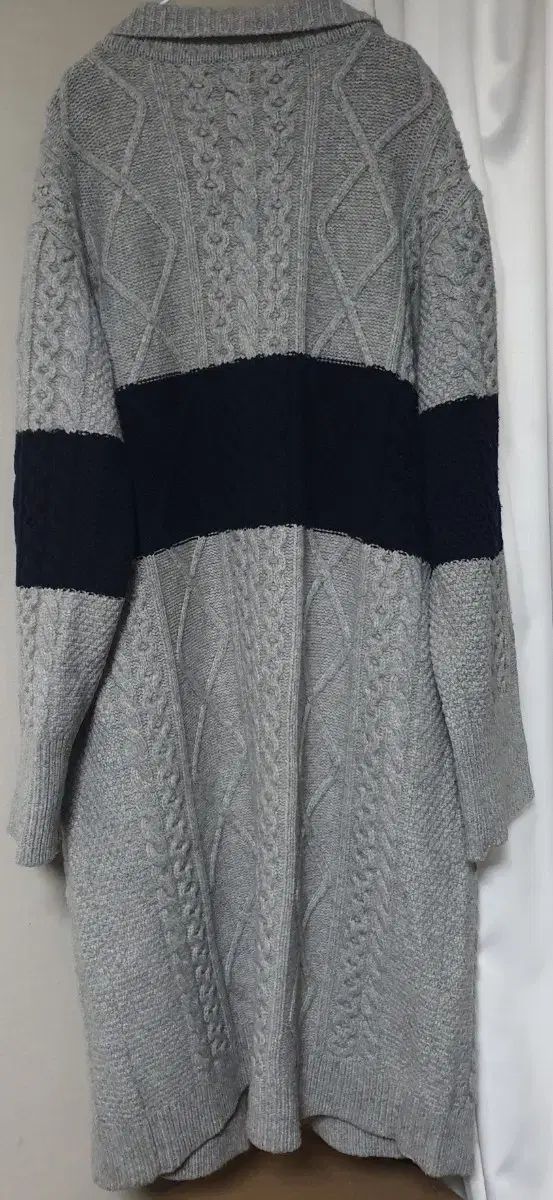 NOHANT ノアン グレー ケーブル編み ウール ブレンド ニット カーディガン ロング丈