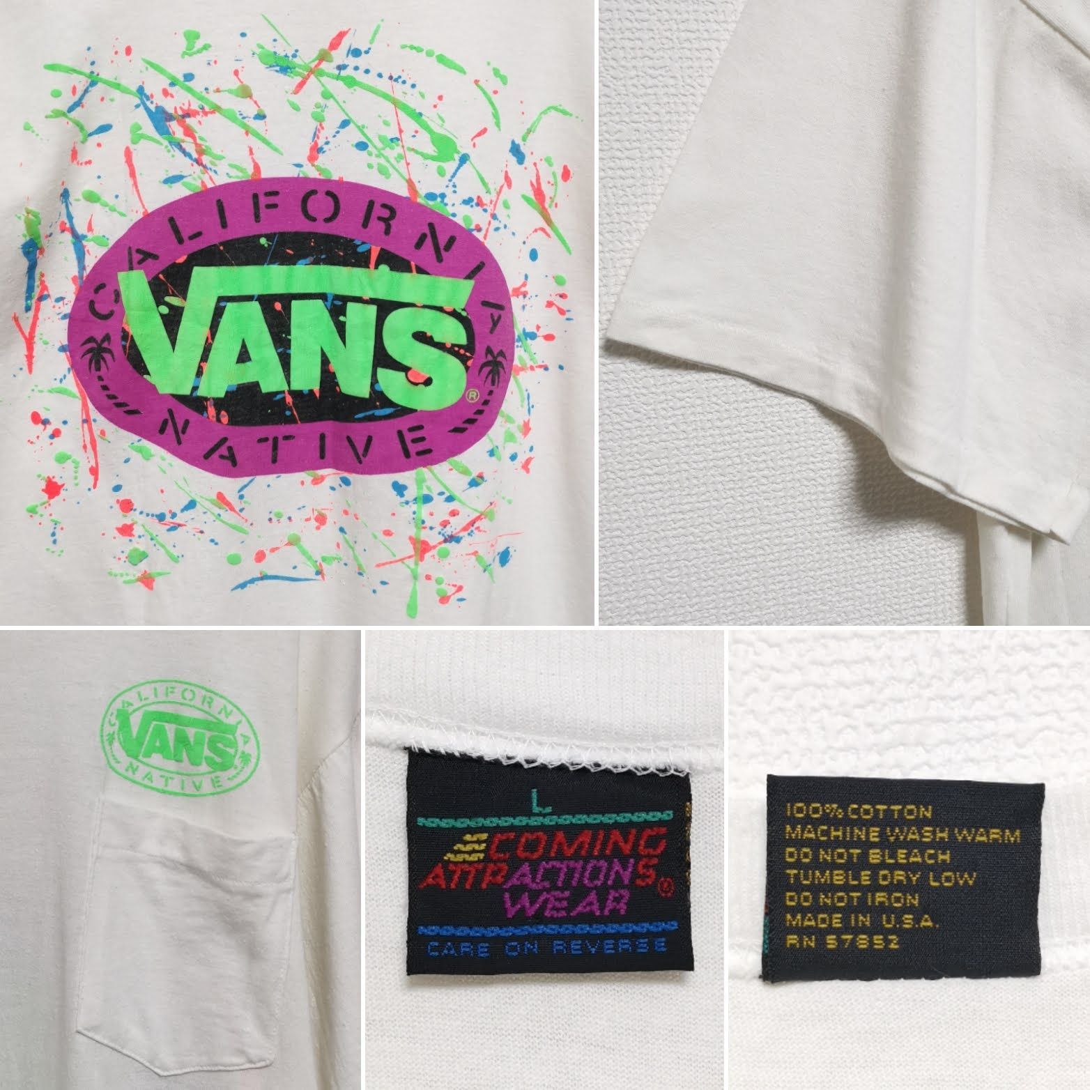 80s L VANS Tシャツ CALIFORNIA NATIVE 白 USA製 - メルカリ