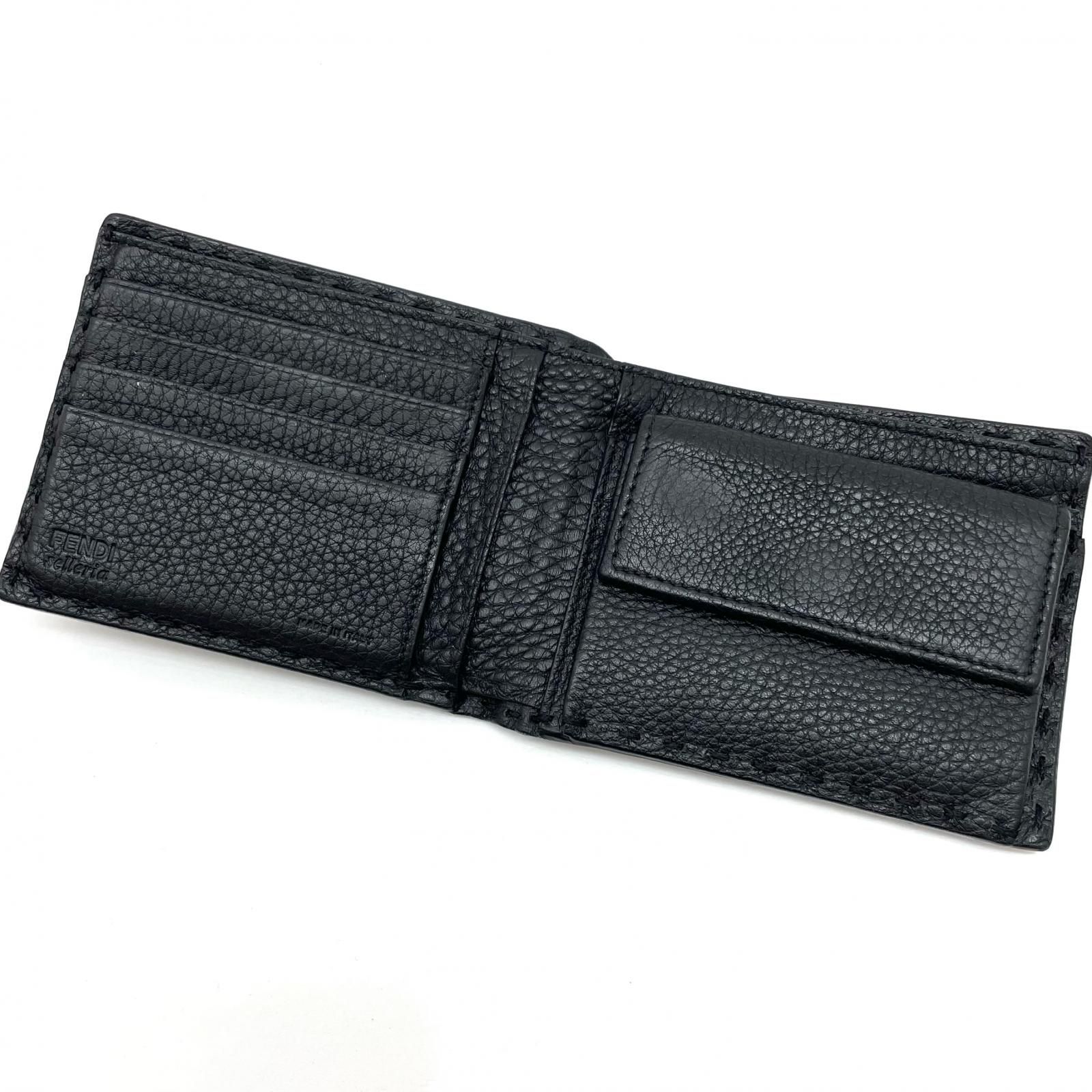 中古】FENDI | フェンディ 二つ折り財布 7M0194 ブラック【尾張