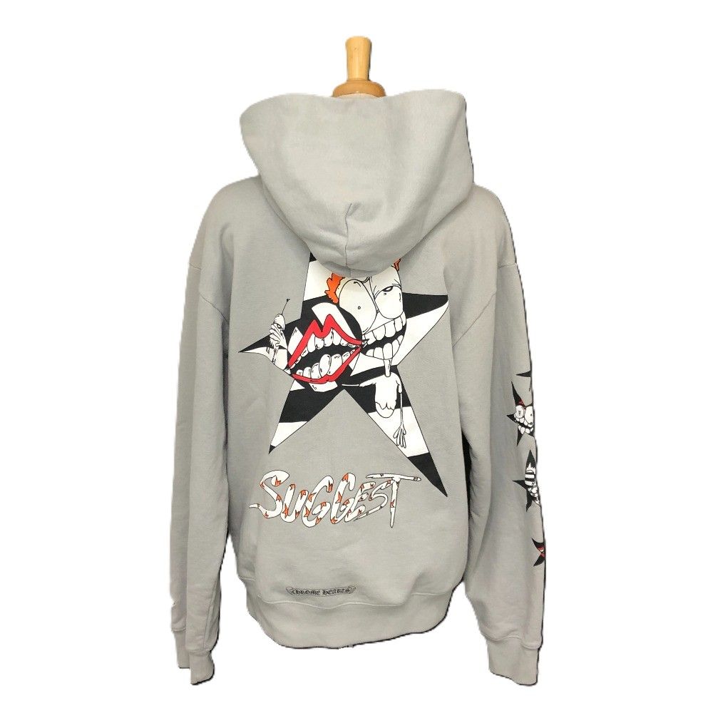クロムハーツ ppo パーカーグレー CHROME HEARTS 新品正規品 クロムハーツ パーカー レザーパッチ