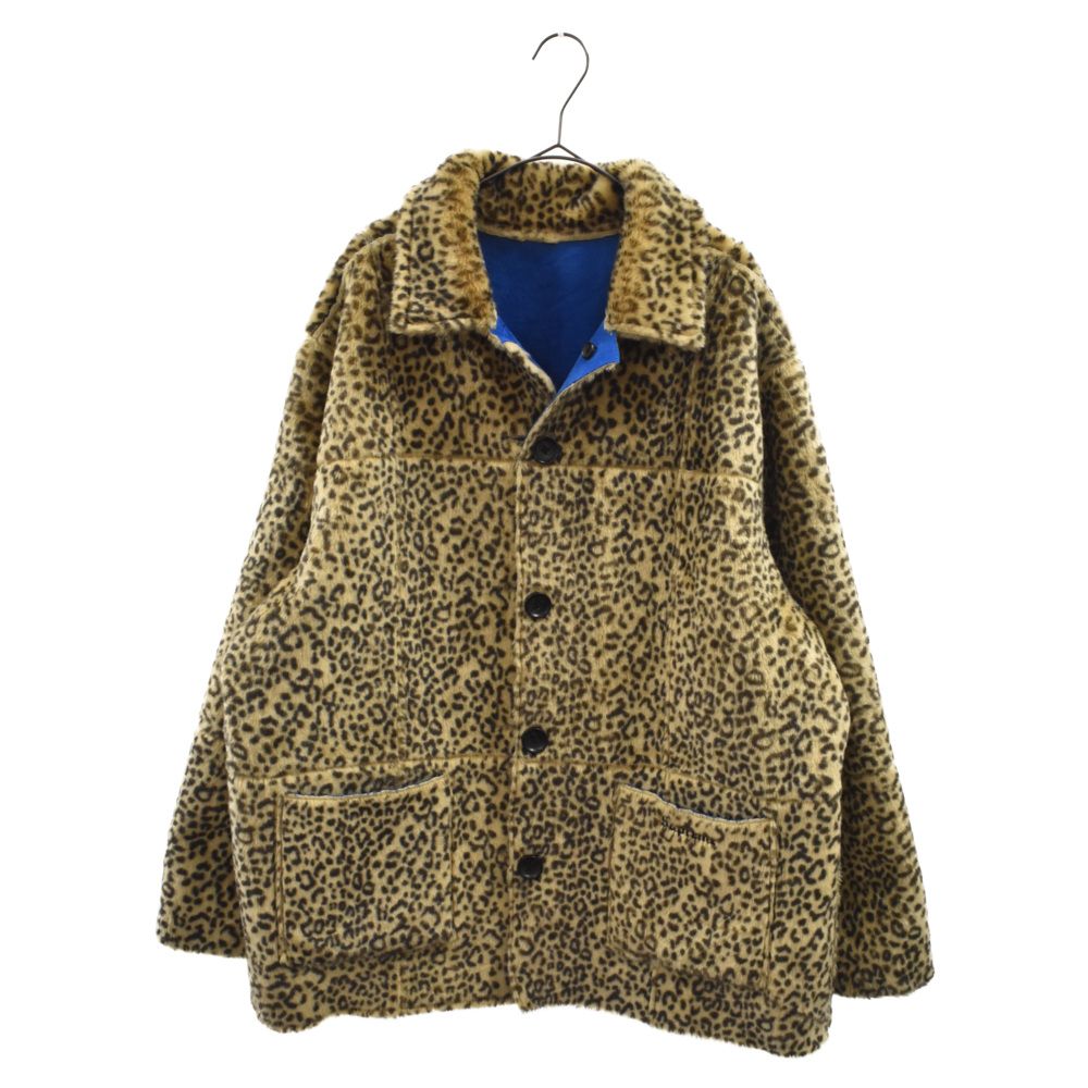 SUPREME (シュプリーム) 19SS Reversible Faux Suede Leopard Coat リバーシブル ファーコート  スエードコート ブルー/レオパード