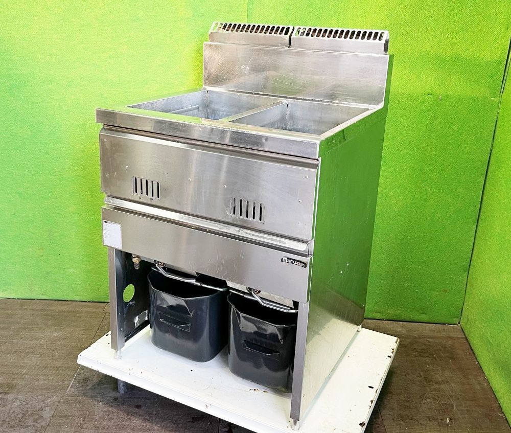 マルゼン 二槽式 ガスフライヤー MGF-13WK 都市ガス 13A 油カン セット 近日まで使用してました C-1545