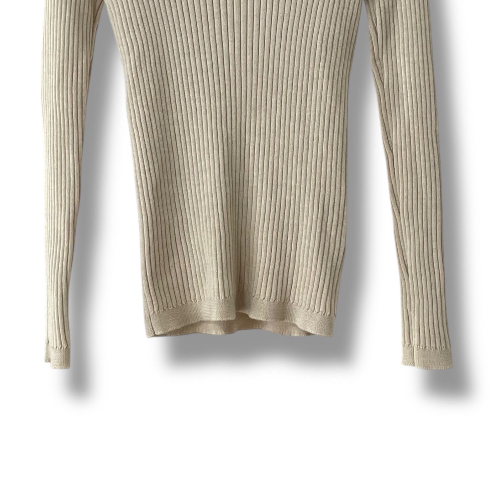 courreges クレージュ タートルネック ニット セーター ベージュ リブ