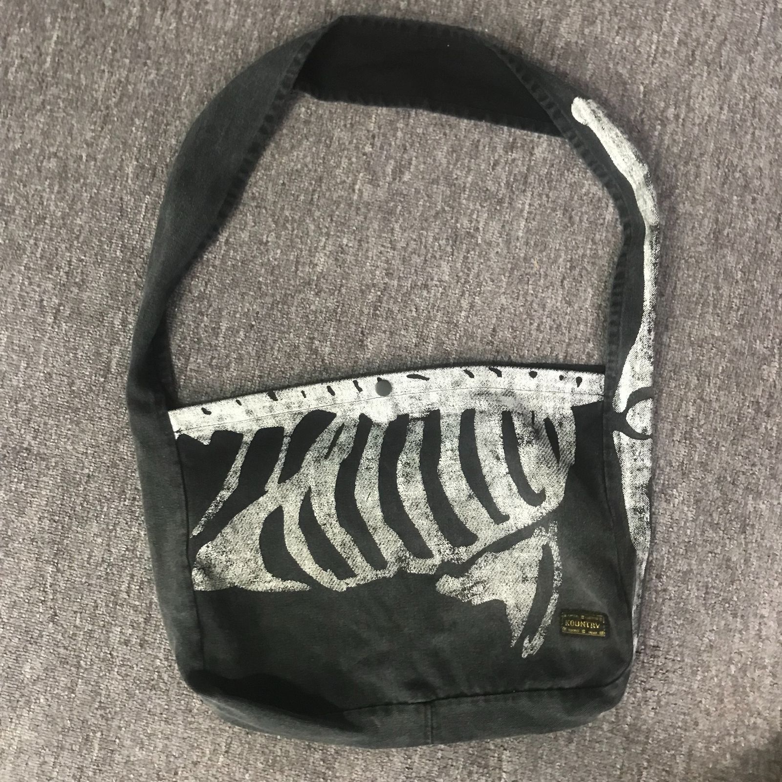 KAPITAL キャピタル 14ozブラックデニム BOOK BAG(BONE pt) 14ozボーンプリントブラックデニムブックバッグ  ショルダーバッグ トートバッグ