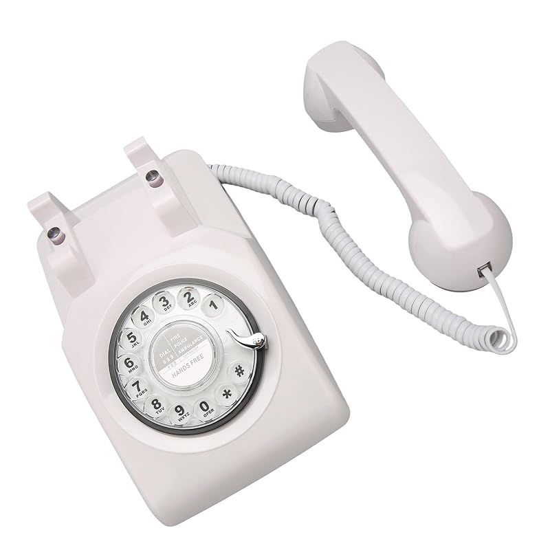 ロータリーダイヤル電話 アンティークヴィンテージ固定電話 機械式リンガー 留守番電話 発信者ID付き 家の装飾 オフィス デスク用 白 1 WWW_KANDAIZUMI_COM