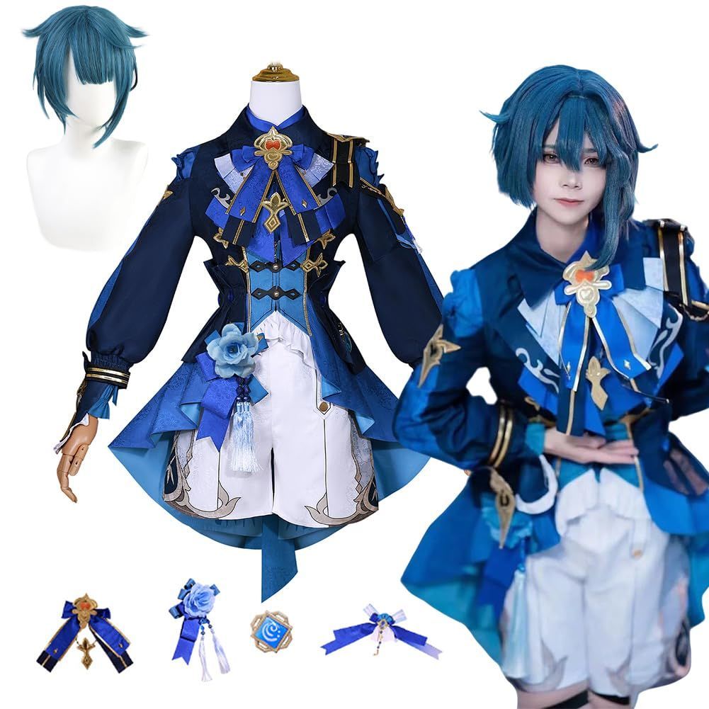 五次元 精巧 高品質 原神 行秋 コスプレ 衣装 海灯祭 コスプレ衣装ウィッグ付き ハロウィン クリスマス 仮装 ゲーム衣装 Genshin Impact Cosplay BJ0927ML04