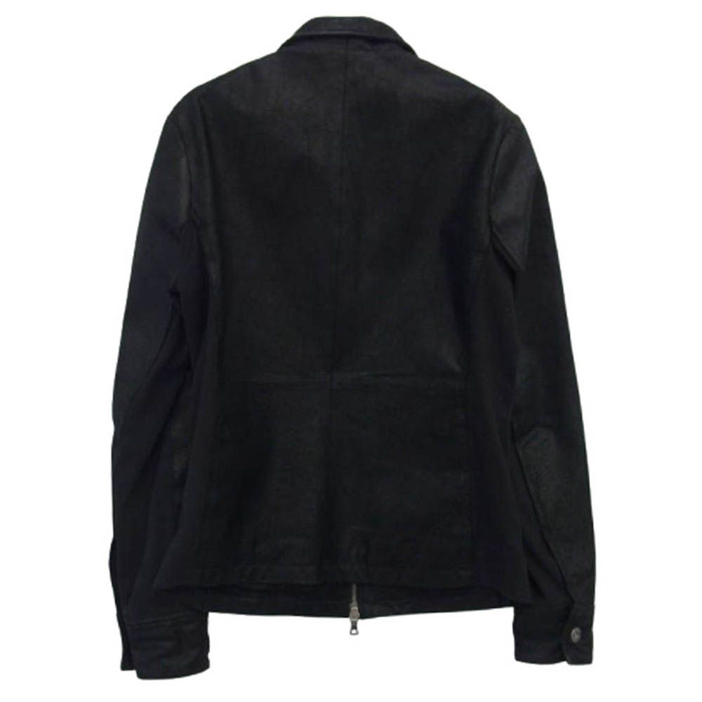 NO ID. ノーアイディ 214030-805L ピッグレザー 豚革 リブ切り替え レザー ジャケット シングル ライダース ブラック系 1