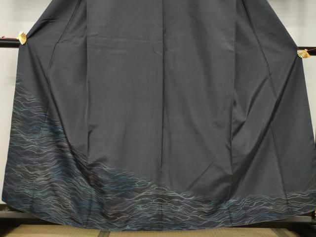 平和屋着物●本場大島紬　染大島　訪問着　立波文　正絹　逸品　AABB7895ck 平和屋着物○本場大島紬 染大島 訪問着 立波文 正絹 逸品 AABB7895ck