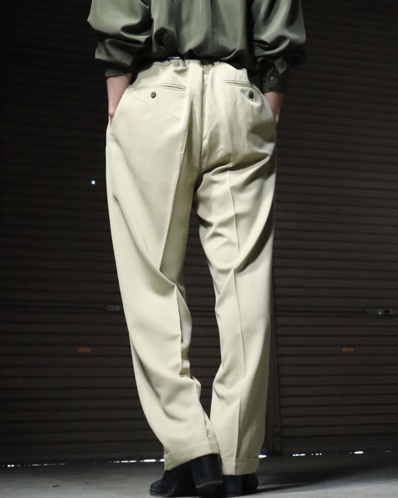 【トミーバハマ】シルク ヘリンボーン 2タック スラックス ナチュラルW36 eb119d625b1df6382a3640c42f0dcf