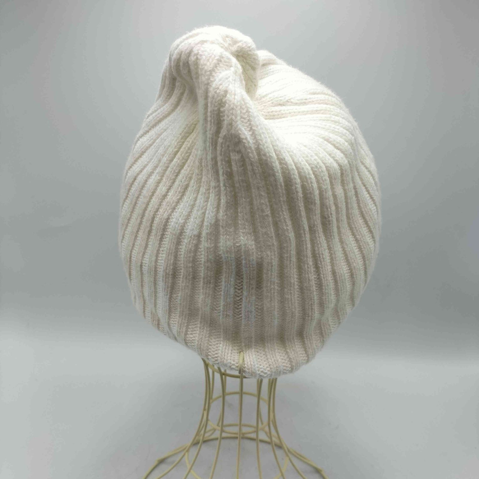 新品　　【ロンハーマ　　Ron Haman　】 RH刺繍　コットンカシミア　ニットキャップ　オフホワイト　サファリ、オーシャンズ掲載 ロンハーマン Ron Herman RH 刺繍 カシミヤ 混 コットン ニット