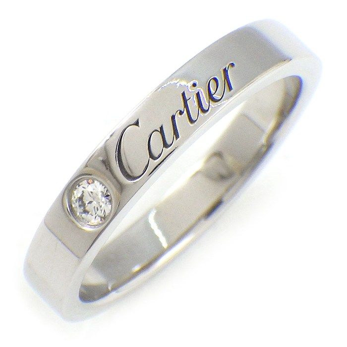 カルティエ Cartier リング C ドゥ カルティエ ウェディング バンド 3mm B4051349 エングレーブド ロゴ 1ポイント ダイヤモンド 計0.03ct PT950 9号 | 49
