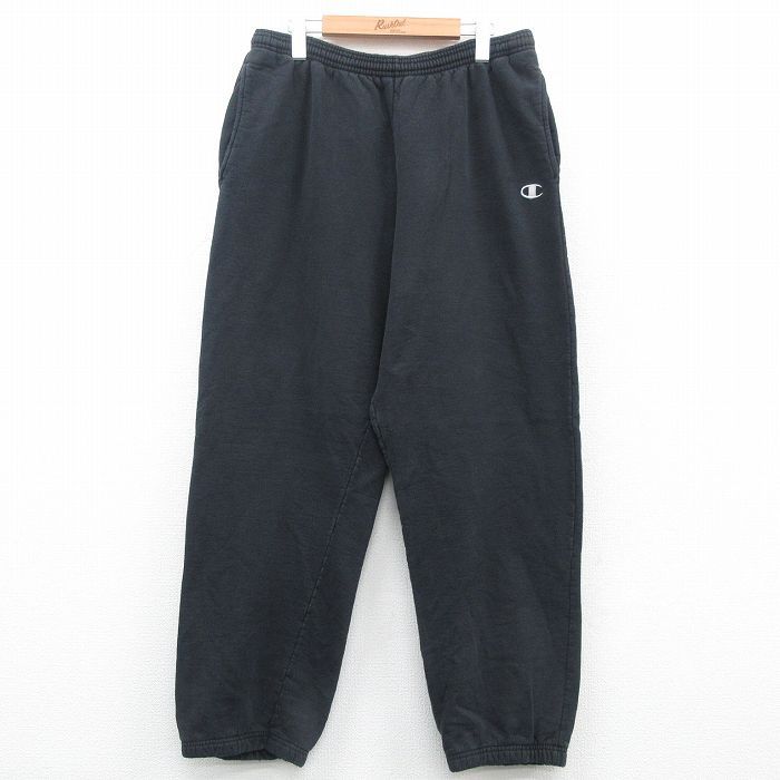 W36/古着 チャンピオン Champion スウェット パンツ メンズ ワンポイントロゴ 黒 ブラック 24sep30 中古 ボトムス ロング