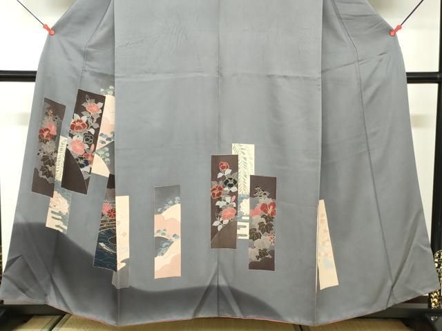 平和屋着物○訪問着 駒刺繍 風景草花文 暈し染め 金彩 ます