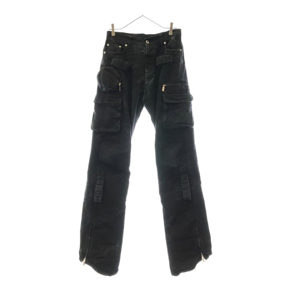OFF-WHITE オフホワイト 23AW Black Cargo Jeans With a Curved Bottom ローライズ カーゴデニムパンツ ジーンズ ブラック OMCE042F23FAB001