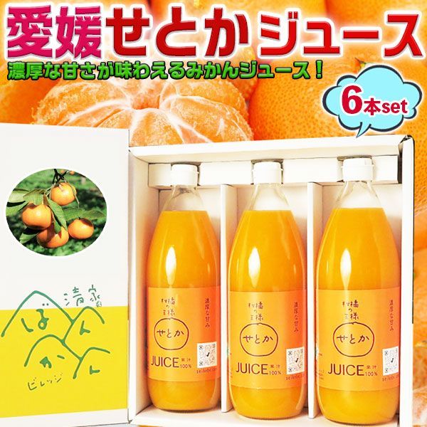 お中元 愛媛 せとかジュース せとか果汁100％ ストレートジュース 6本セット(1本1000ml) 家庭用 ワンランク上の高級みかんジュース 柑橘 果物 フルーツジュース 和製オレンジジュース ギフト【果汁100%ジュース】夏ギフトにも