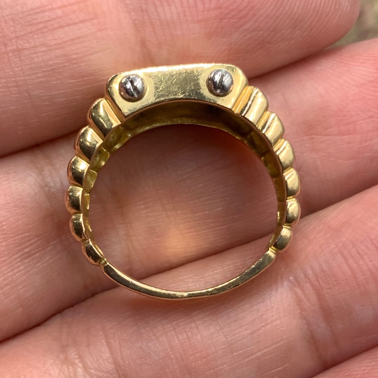 K18 pt900 印台ダイヤモンド リング 10g 約13号