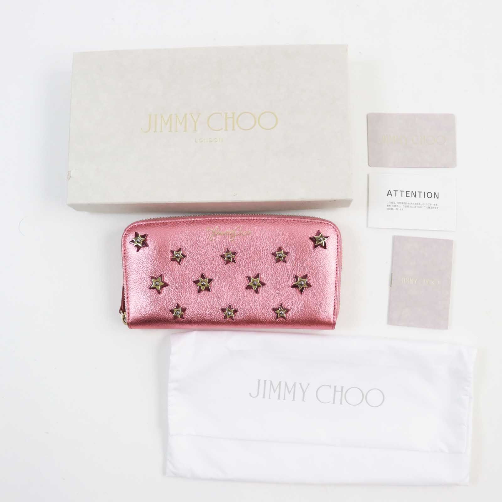 極美品◎JIMMY CHOO ジミーチュウ 194FILIPA フィリパ スタースタッズ ラウンドファスナー ロングウォレット／レザー 長財布  メタリックピンク 箱・保存袋付き イタリア製 レディース - メルカリ