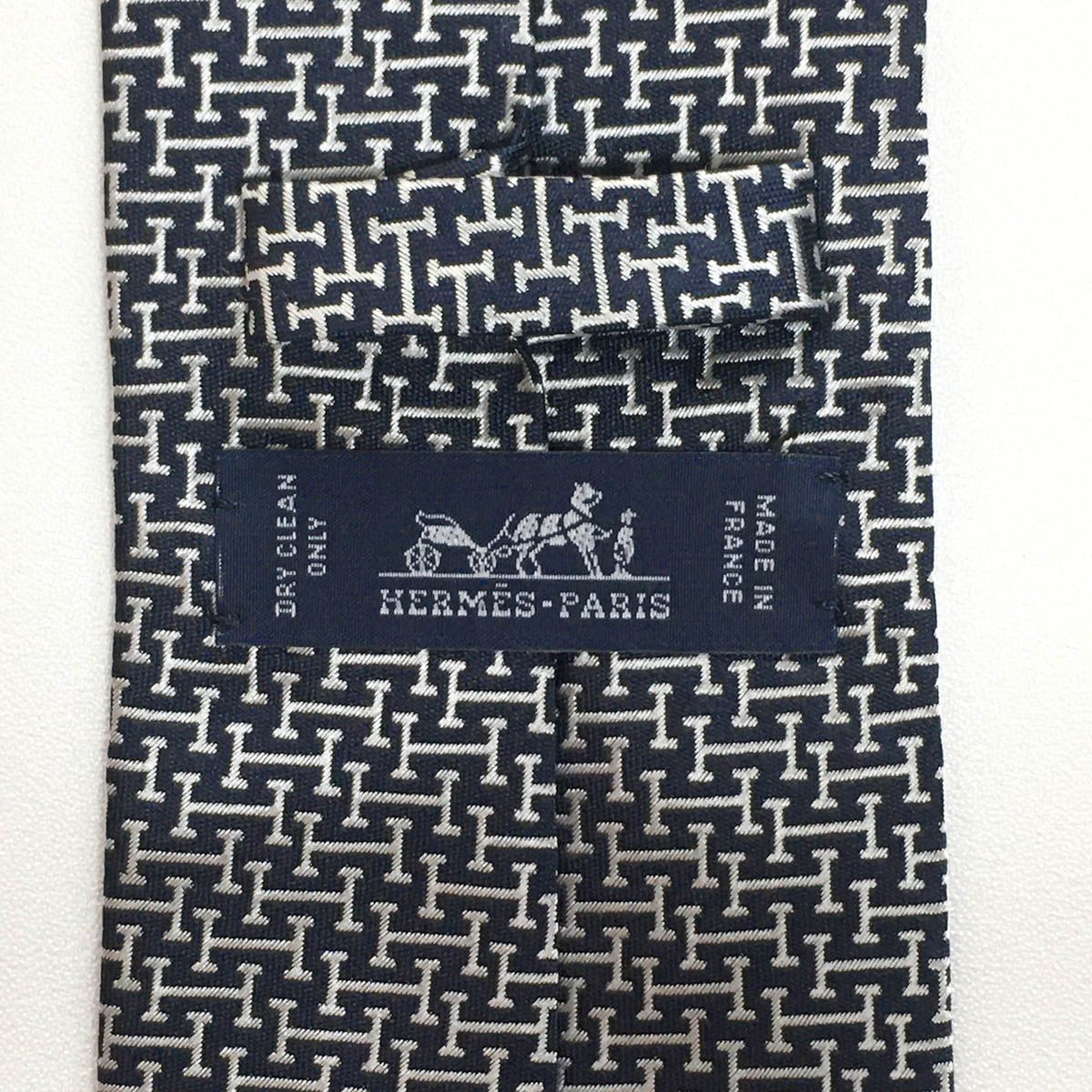 美品 エルメス HERMES ネクタイ シルク100% フランス製 ダーク