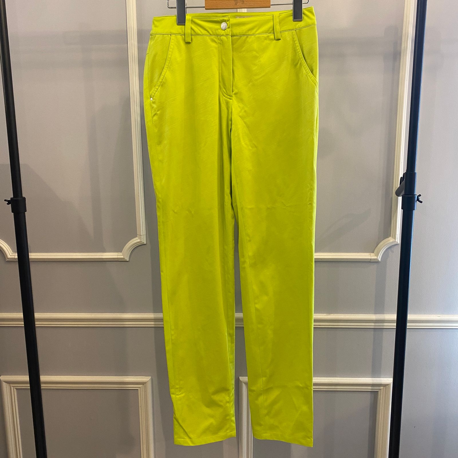 adabat 38 M メンズ 黄緑色 BA518 撥水加工 サイドロゴデザイン スモールポケットあり ストレッチパンツ