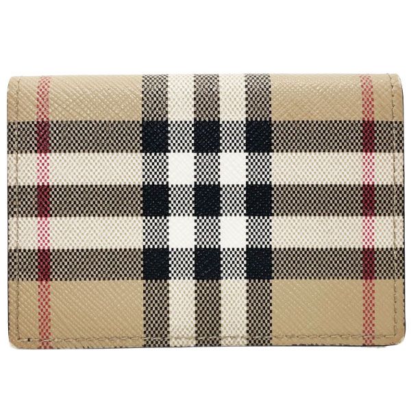 バーバリー 財布 ヴィンテージチェック 三つ折り財布 PVC レザー 革 ベージュ系 ブラック 黒 BURBERRY Wホック財布 両開き財布 コンパクト財布 ミニ財布 ミニウォレット ウォレット サイフ ブランド小物