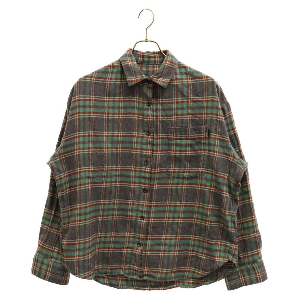 hyakki (ヒャッキ) Flannel Checkshirts フランネル リバーシブル グラフィックプリント 長袖チェックシャツ グリーン 40001