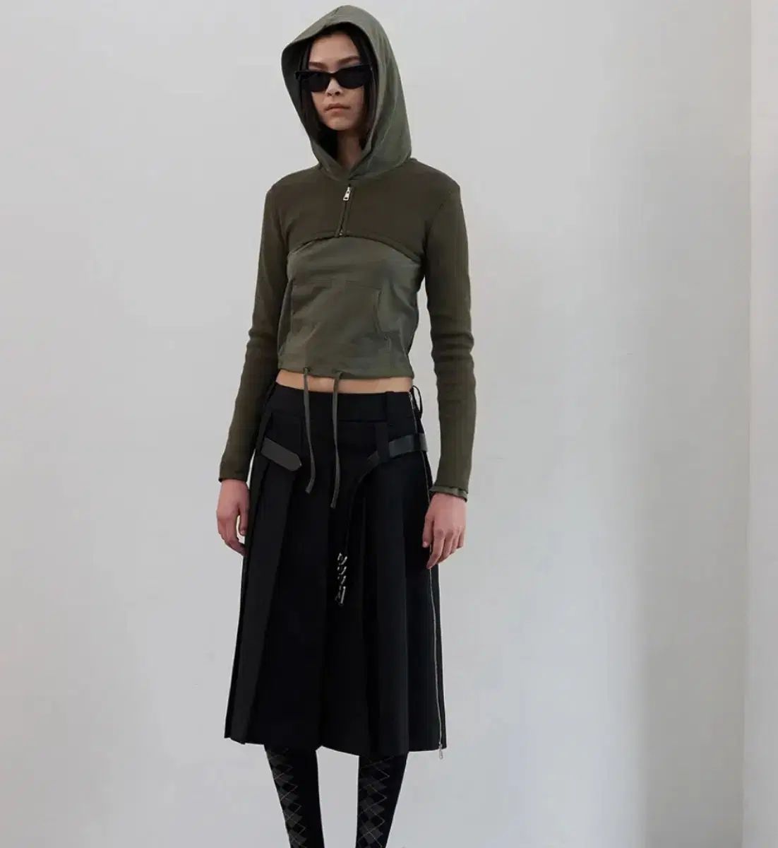 lcdc side zips midi skirt