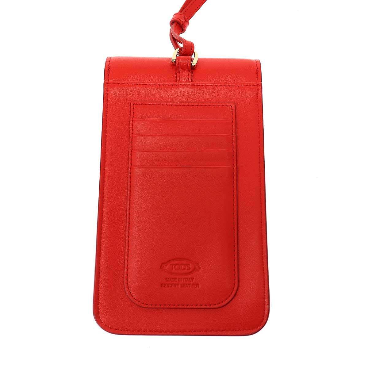 TOD'S トッズ T タイムレス レザースマホバッグ セット レッド系 TOD'S トッズ T タイムレス レザースマホバッグ セット レッド系