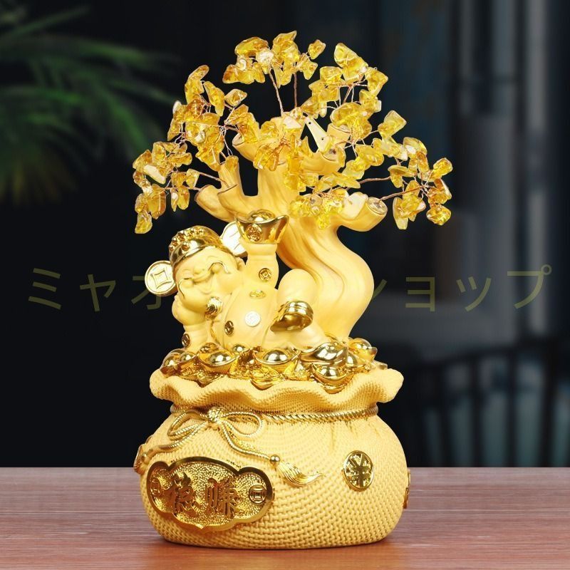 招財樹 置物 金のなる木 風水 天然石 幸せの木 縁起物 桜置物 盆栽