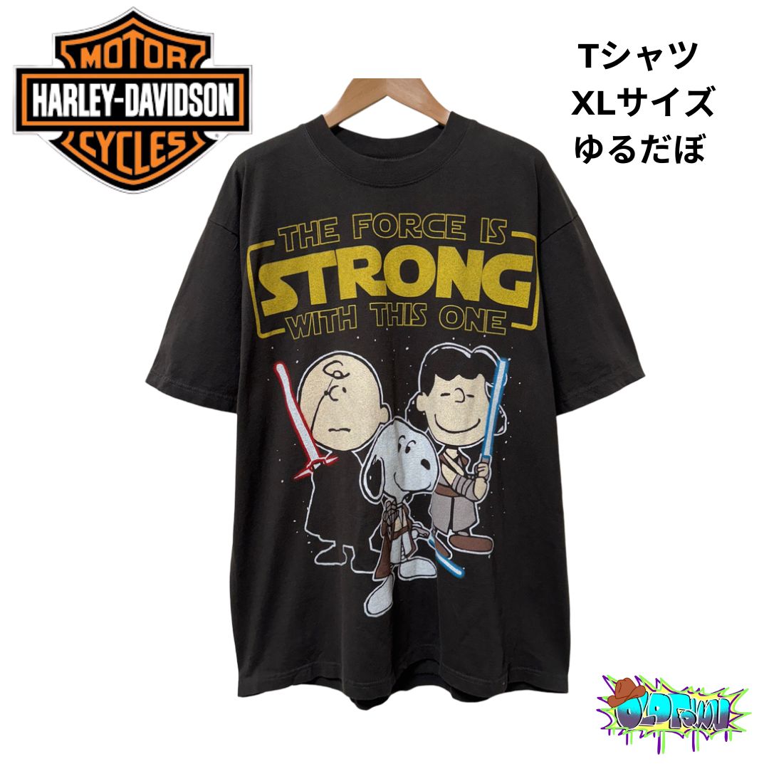 スヌーピー Tシャツ XLサイズ ブラック ピーナッツ Snoopy