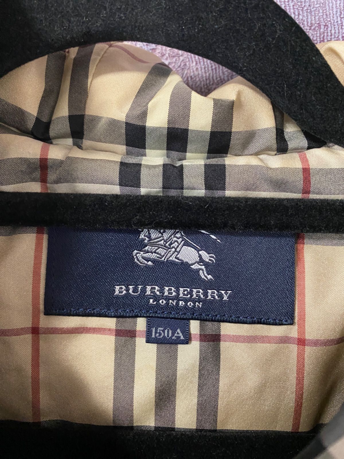 バーバリー ノバチェック BURBERRY キッズ コート 150 フード付き M  