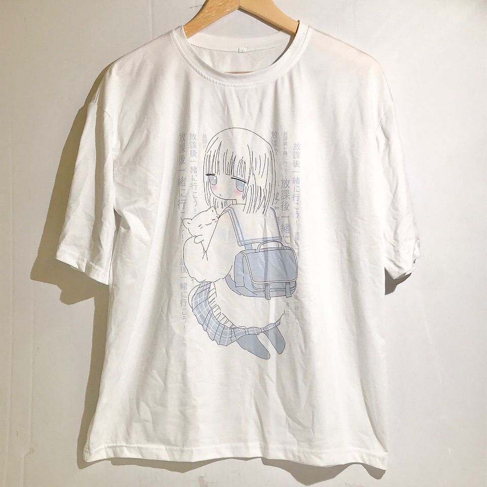 放課後一緒に BIG tシャツ サブカル水色 天使界隈 - メルカリ