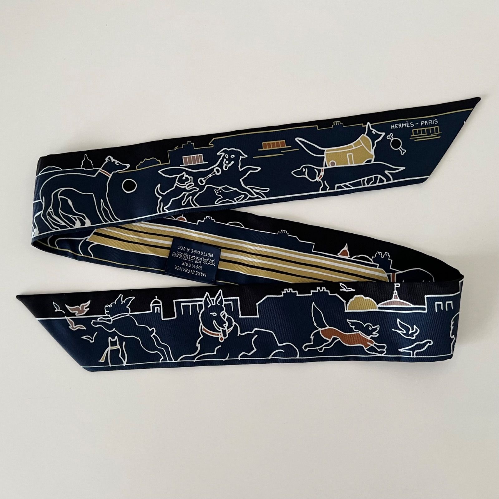 HERMES ツイリー 2024SS パリジャンの犬 ネイビー