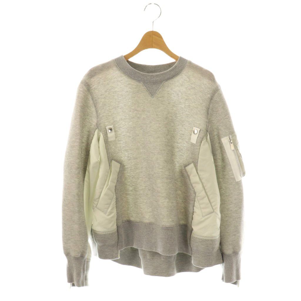 サカイ sacai Nylon Twill Mix Pullover スウェットプルオーバー トレーナー 2 グレー ライトグレー 21-05750 |CX OS SH